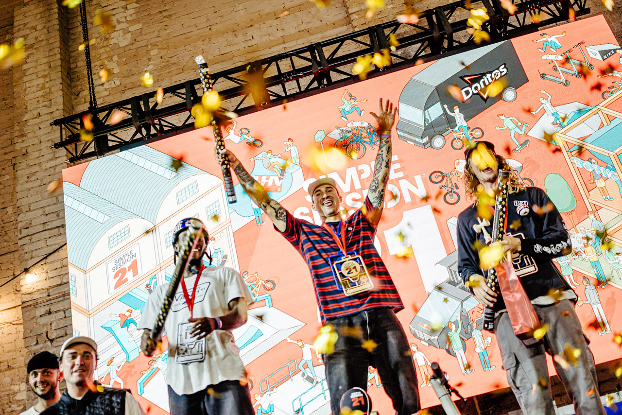 Die Gewinner der Simple Session 2021 sind (v. l. n. r.): Courage Adams (2.), Broc Raiford (1.) und Reed Stark (3.)