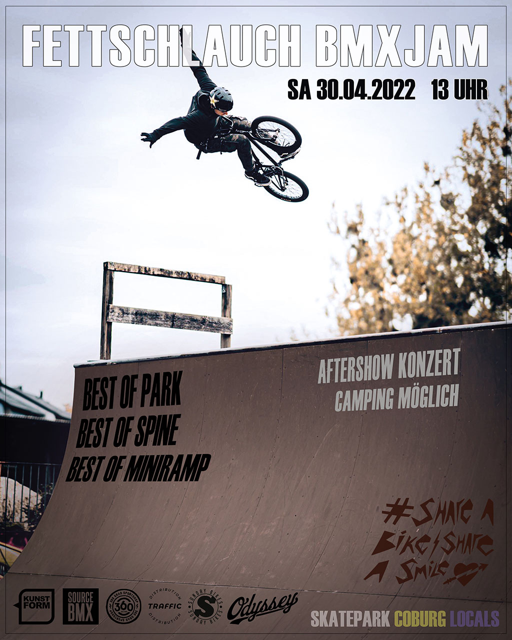 Die Locals haben den Skatepark Coburg gründlich auf Vordermann gebracht und laden nun am 30. April 2022 zum Fettschlauch BMX Jam