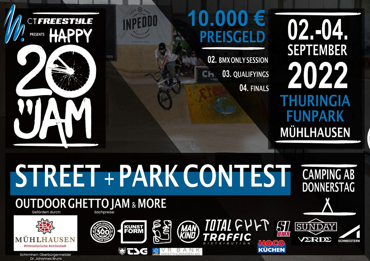 Der Happy 20" Jam wird immer größer und findet in diesem Jahr an gleich drei Tagen im Thuringia Funpark in Mühlhausen statt.