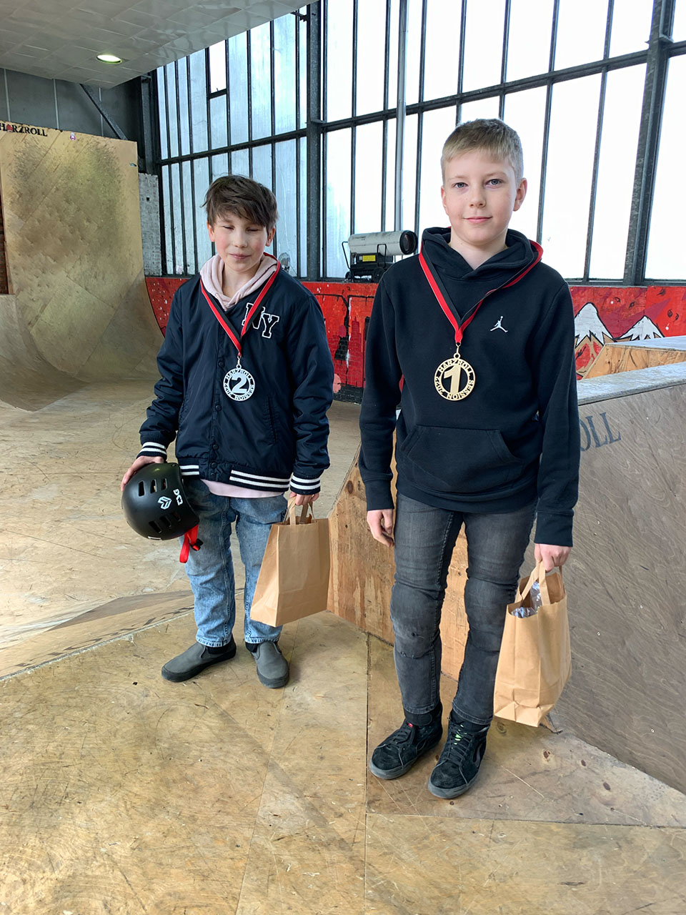 Die Gewinner der U12-Klasse bei der Harzroll BMX Park Session in Halberstadt