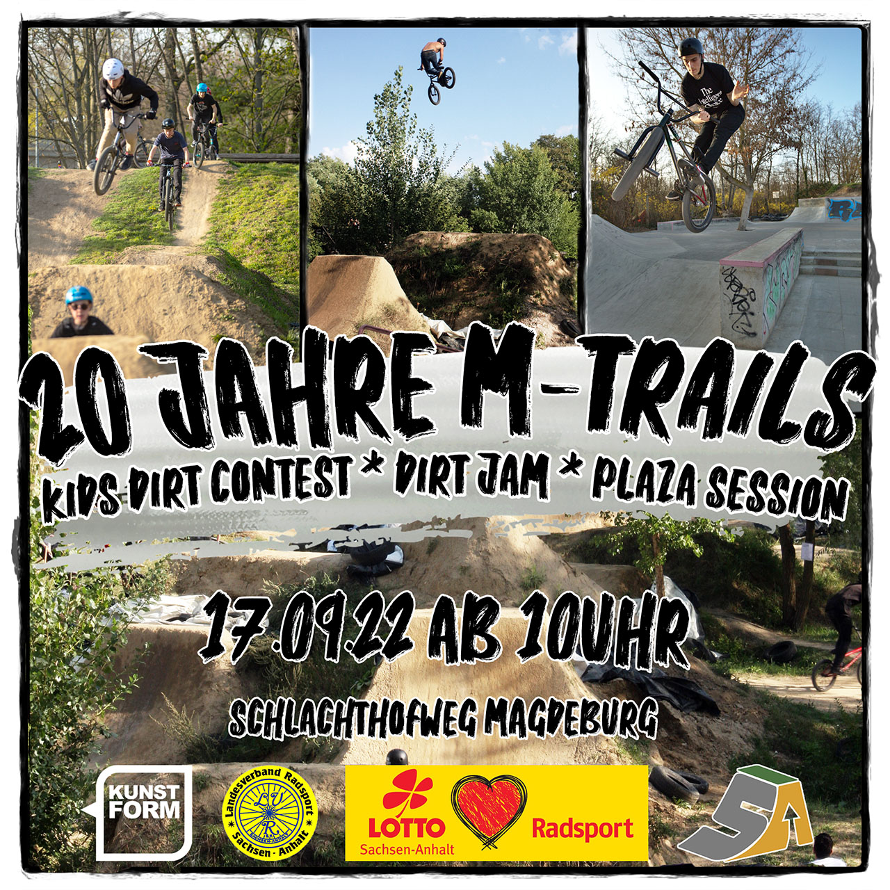 Save the date! Am 17.09.2022 feiern die M-Trails in Magdeburg mit einem entspannten Dirtjam ihr 20-jähriges Bestehen!