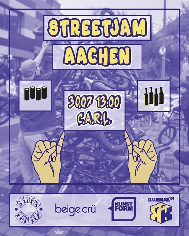 Save the date! Auch in diesem Jahr findet in Aachen wieder ein dicker BMX-Streetjam statt. Hier erfährst du mehr!
