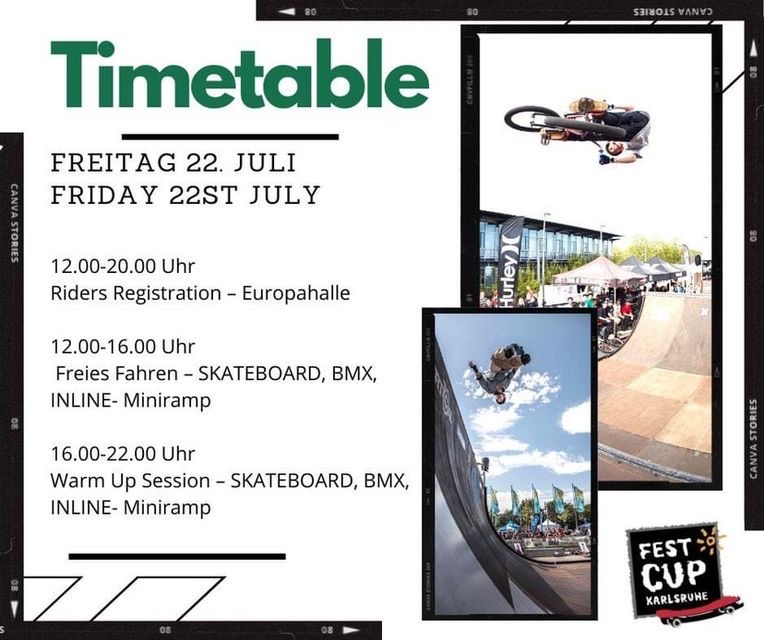 Der Fest Cup ist zurück und startet vom 21.–24. Juli mit einem dicken Minirampencontest für BMX, Skateboard und Inline in Karlsruhe durch.