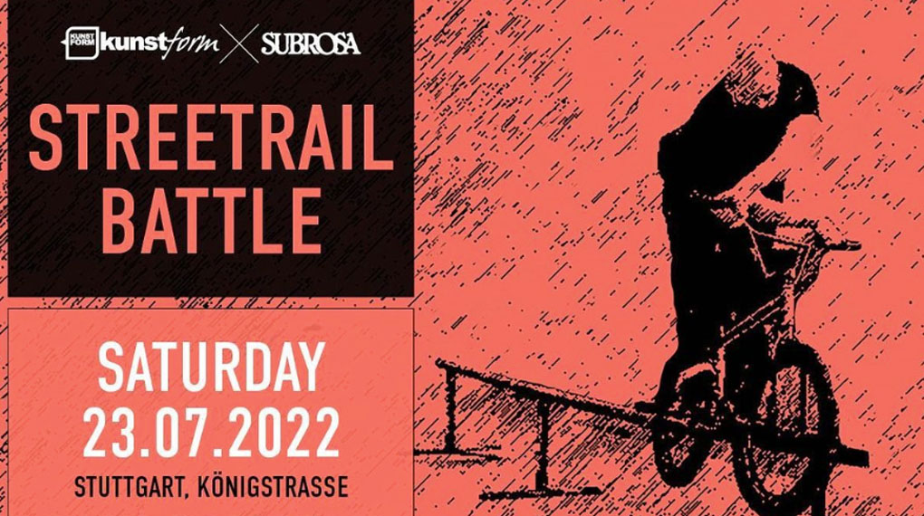 Der kunstform BMX Shop schmeißt am 23. Juli 2022 eine dicke Grindsportparty in der Stuttgarter Innenstadt. Sag "Hallo" zum Streetrail Battle!