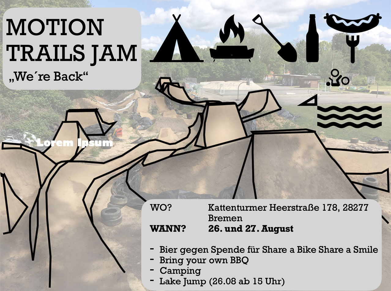 Endlich, die Motion Trails in Bremen laufen wieder wie geschmiert! Also kommt rum zum Jam am 27. August 2022 im AWO Funpark.