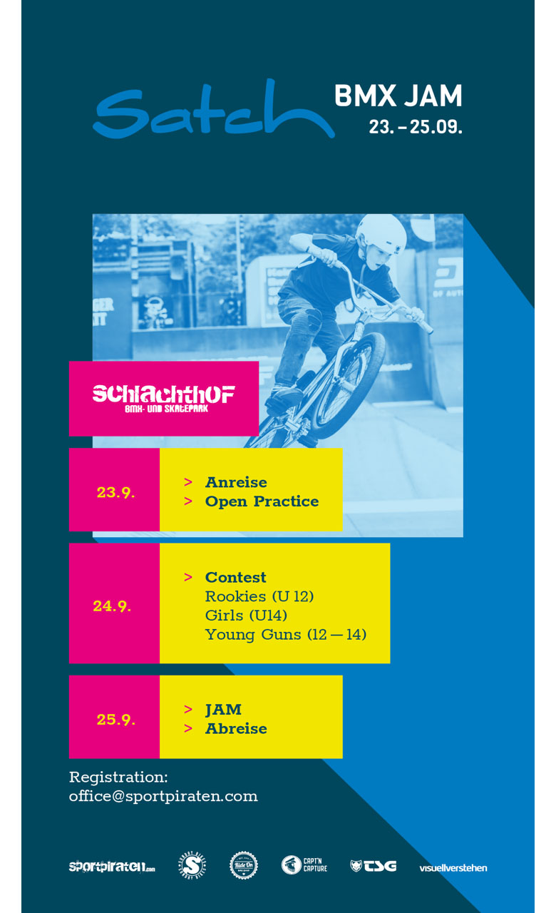 Der Satch BMX Jam im Schlachthof BMX- und Skatepark Flensburg richtet sich an Rookies, Girls und Young Guns. Hier erfährst du mehr.