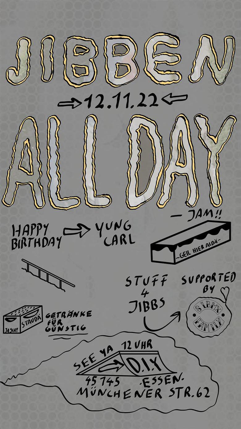 Am 12. November 2022 feiert Yung Carl aka Felix Stinshoff seinen Geburtstag am DIY-Skatepark in Essen und ihr seid alle herzlich dazu eingeladen.
