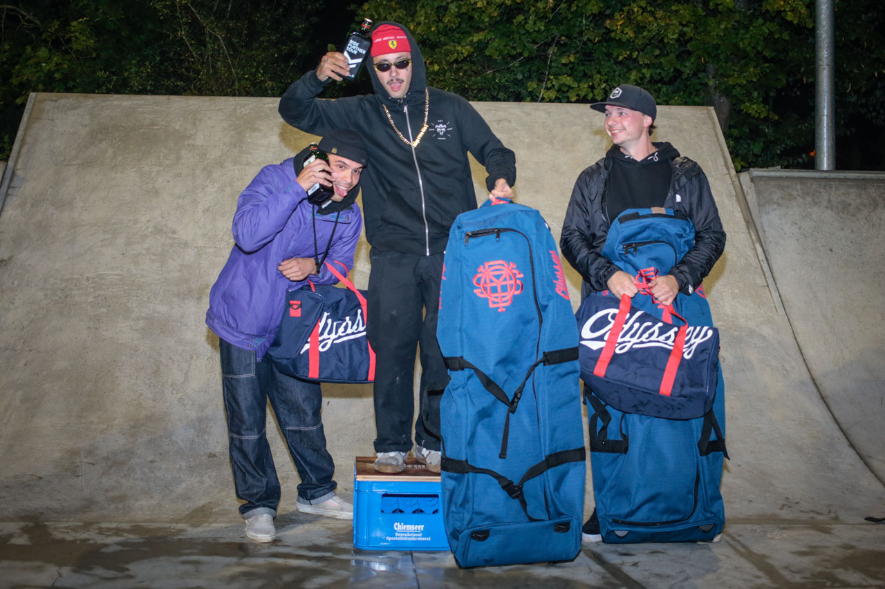 Die Gewinner des Parkcontests (v.l.n.r.): Santiago Laverde, Alessio Tonoli und Michael Meisel 