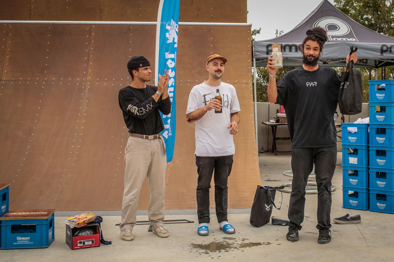 Die Gewinner in Street waren (v.l.n.r.): Santiago Laverde (Best Line), Fabian Bader (Best Overall) und Alex Kennedy (Best Overall)