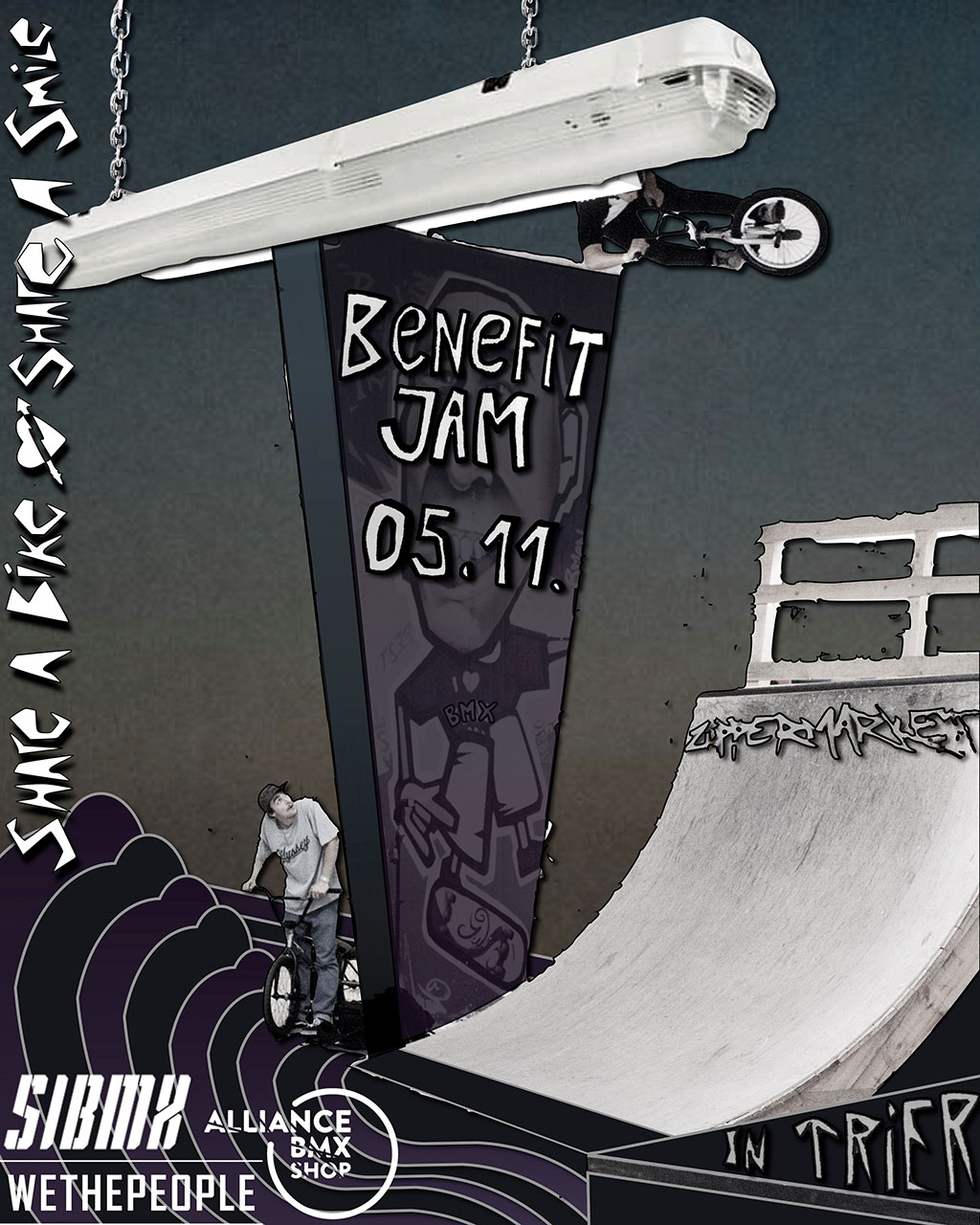 Auf dem SABAS BMX Jam in Trier erwartet ein schöner Tag mit Freundinnen und Freunden und ihren BMX-Rädern in einer der schönsten Skatehallen des Landes.