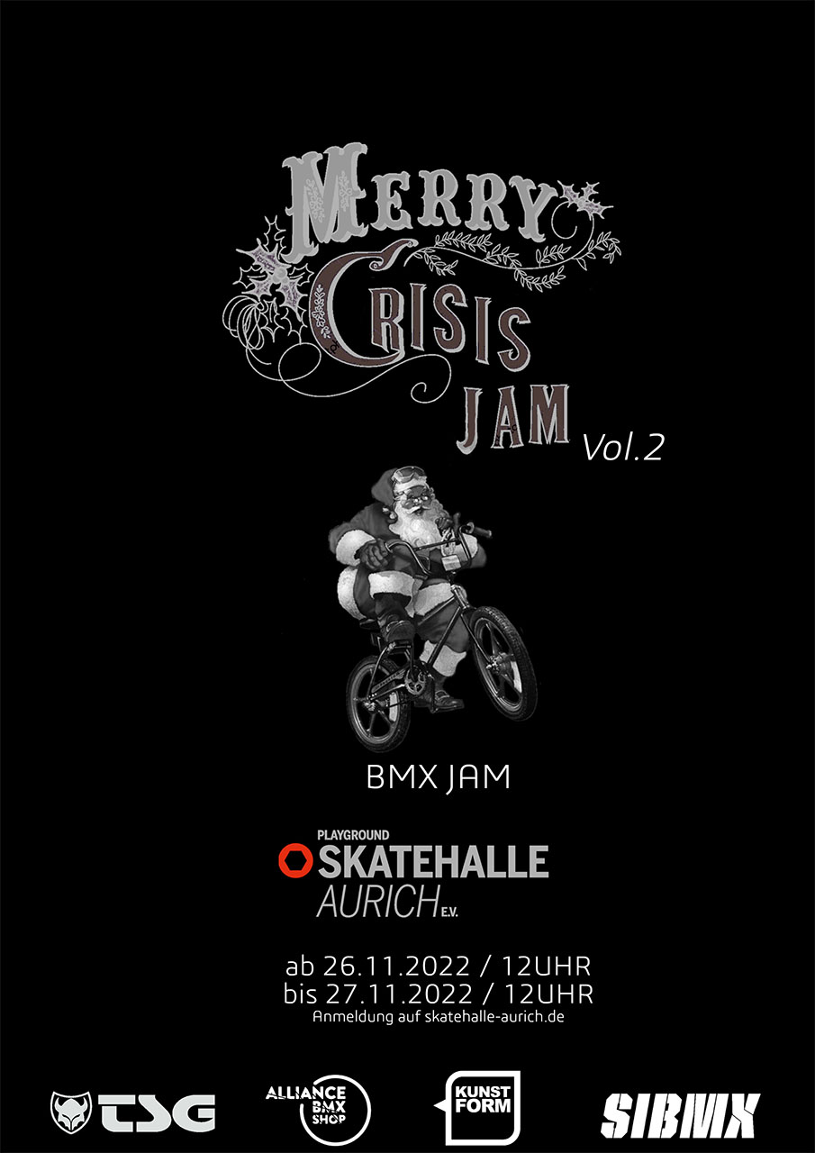 Nach der erfolgreichen Premiere im vergangenen Jahr geht der Merry Crisis Jam vom 26. und 27. November 2022 in der Skatenalle Aurich in de zweite Runde.