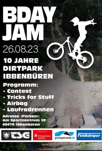 Der Dirtpark Ibbenbüren feiert seinen 10. Geburtstag, das muss natürlich gebührend gefeiert werden – und zwar mit einem zünftigen Birthday Jam!