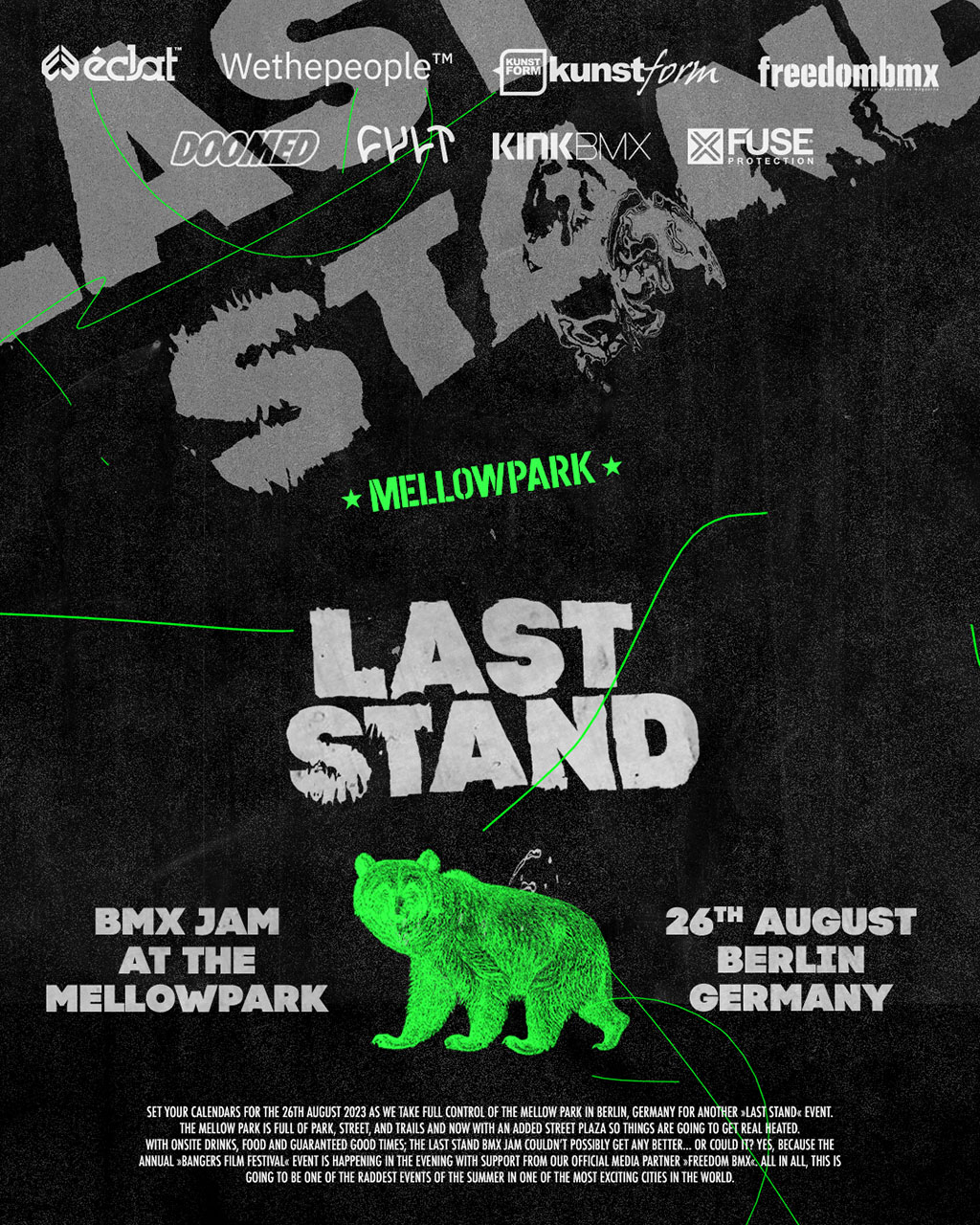 Bevor am 26.08. die besten Bangers-Videos über die Leinwand flimmern, massieren wir auf dem Last Stand Jam nachmittags schonmal den Mellowpark warm.