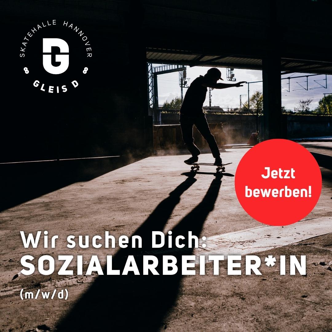Die Gleis D Skatehalle in Hannover sucht ab sofort ein:e Sozialarbeiter:in (oder verwandte Berufsgruppe) in Vollzeit. Hier erfährst du mehr.