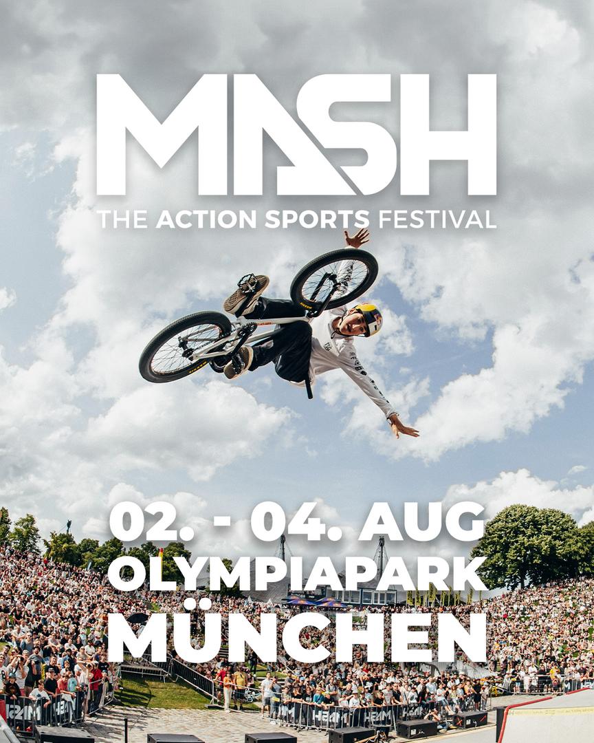 Zum zehnjährigen Jubiläum des Munich Mash wird BMX-technisch ein hochkarätiger Spine-Minirampcontest im Münchener Olympiapark geboten.