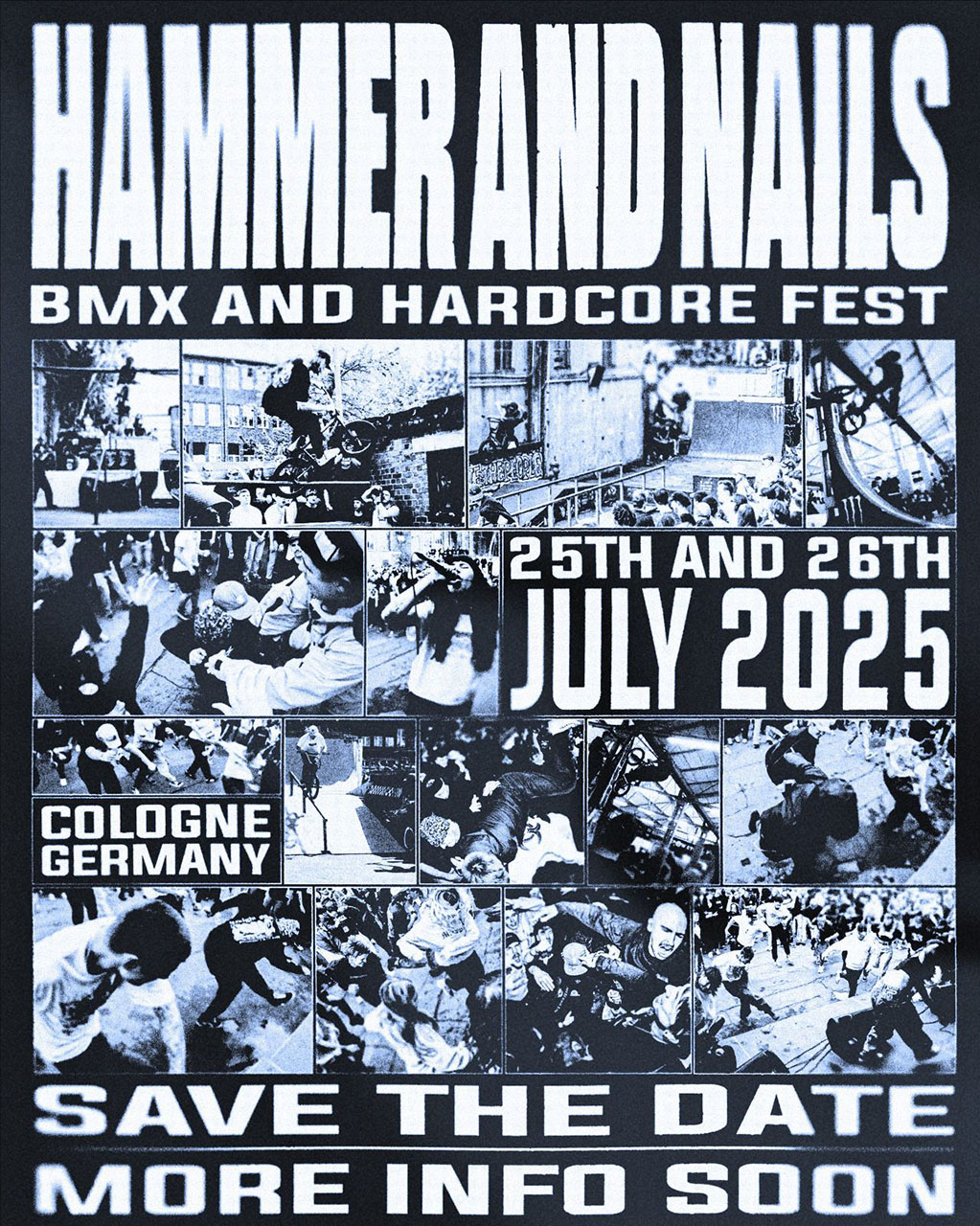 Rotstifte raus! Vom 25. bis 26. Juli 2025 findet die 3. Auflage des Hammer & Nails BMX und Hardcore Festivals in Köln statt.