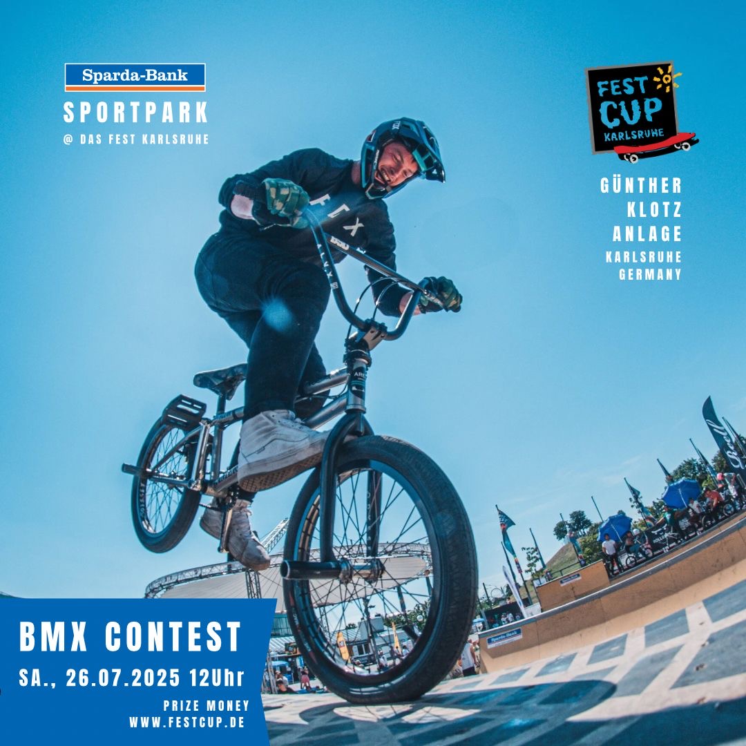 Am 26. Juli 2025 geht der BMX-Minirampcontest auf dem Fest Cup in Karlsruhe in die nächste Runde. Hier erfährst du mehr.