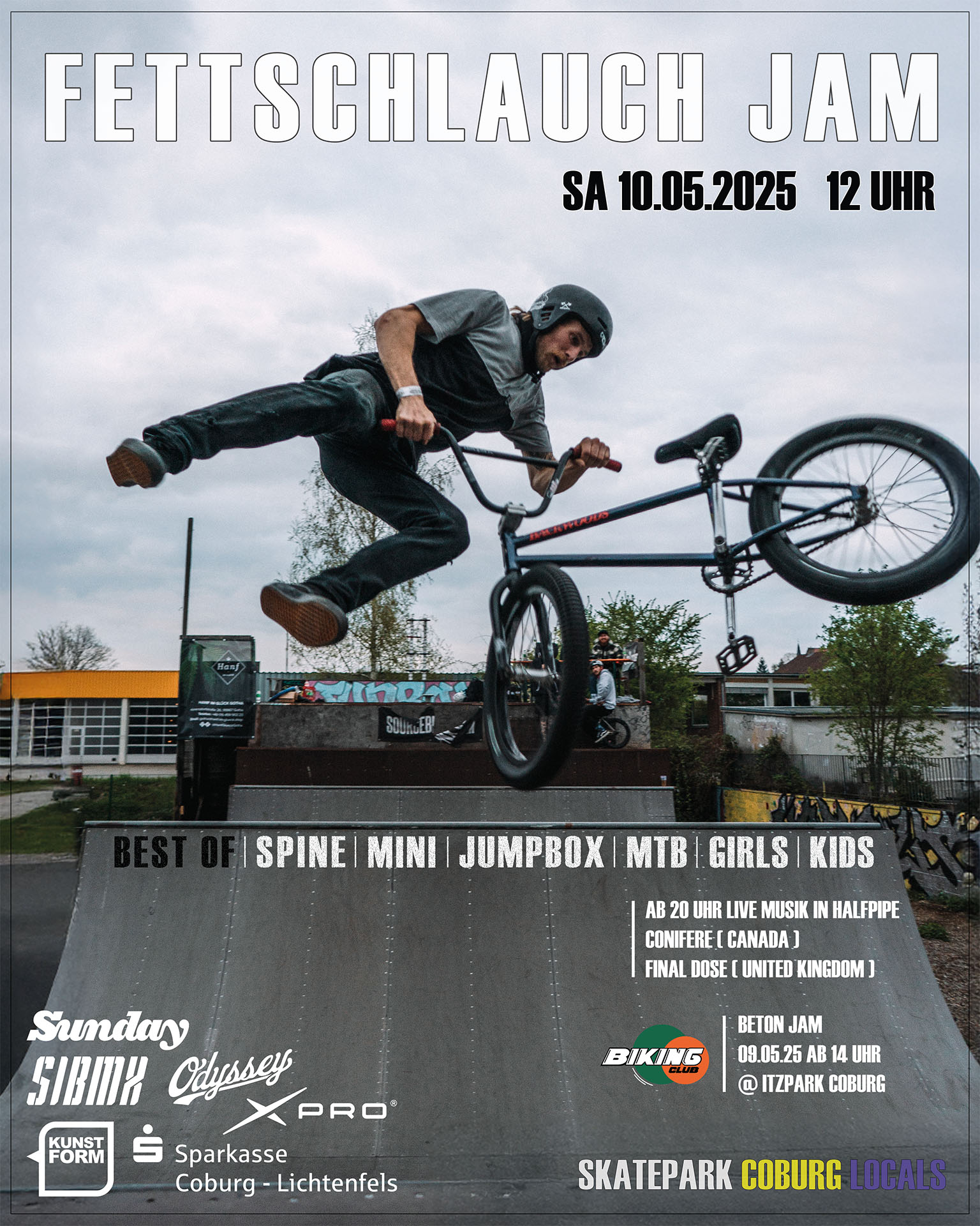 Am 10. Mai 2025 ist es wieder soweit, der Fettschlauch Jam im Skatepark Coburg geht mit neuen Rampen in die nächste Runde.