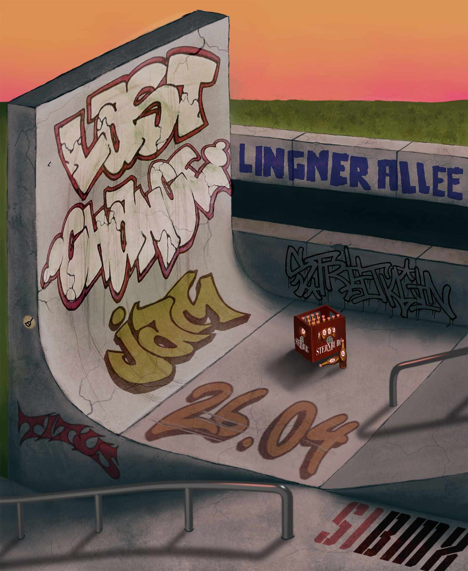 Das Striitklin Kollektiv aus Dresden lädt zu einer letzten Session im Skatepark Lingnerallee ein, der bald durch einen neuen ersetzt wird.