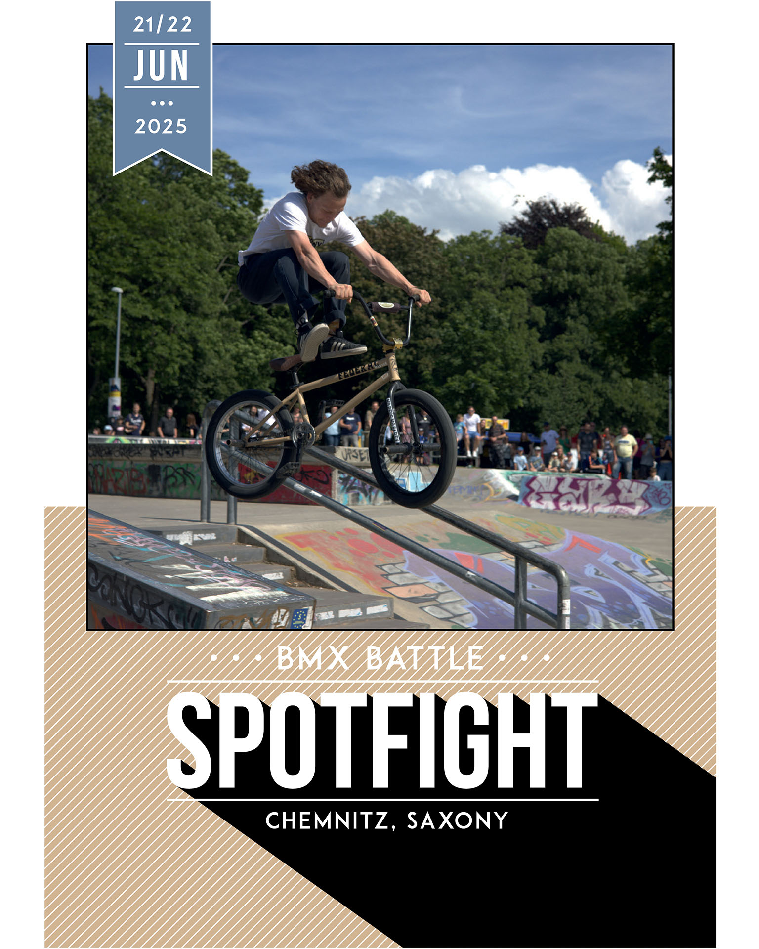 Macht euch für das Wochenende vom 21.–22.06.2025 ein fettes Kreuz in den Kalender, dann steigt in Chemnitz nämlich der Spotfight BMX Battle.