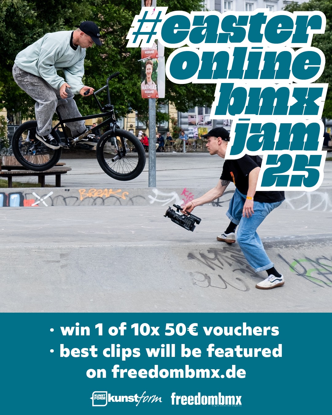 Auch in diesem Jahr veranstalten wir gemeinsam mit unseren Homies vom kunstform BMX Shop  den Easter Online BMX Jam. Hier sind die Regeln.