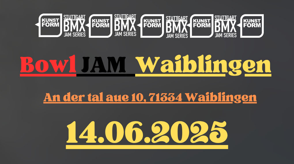 Der 2. Stopp der BMX Jam Series 2025 findet am 14. Juni im Skatepark Waiblingen statt. Mehr dazu erfährst du hier.
