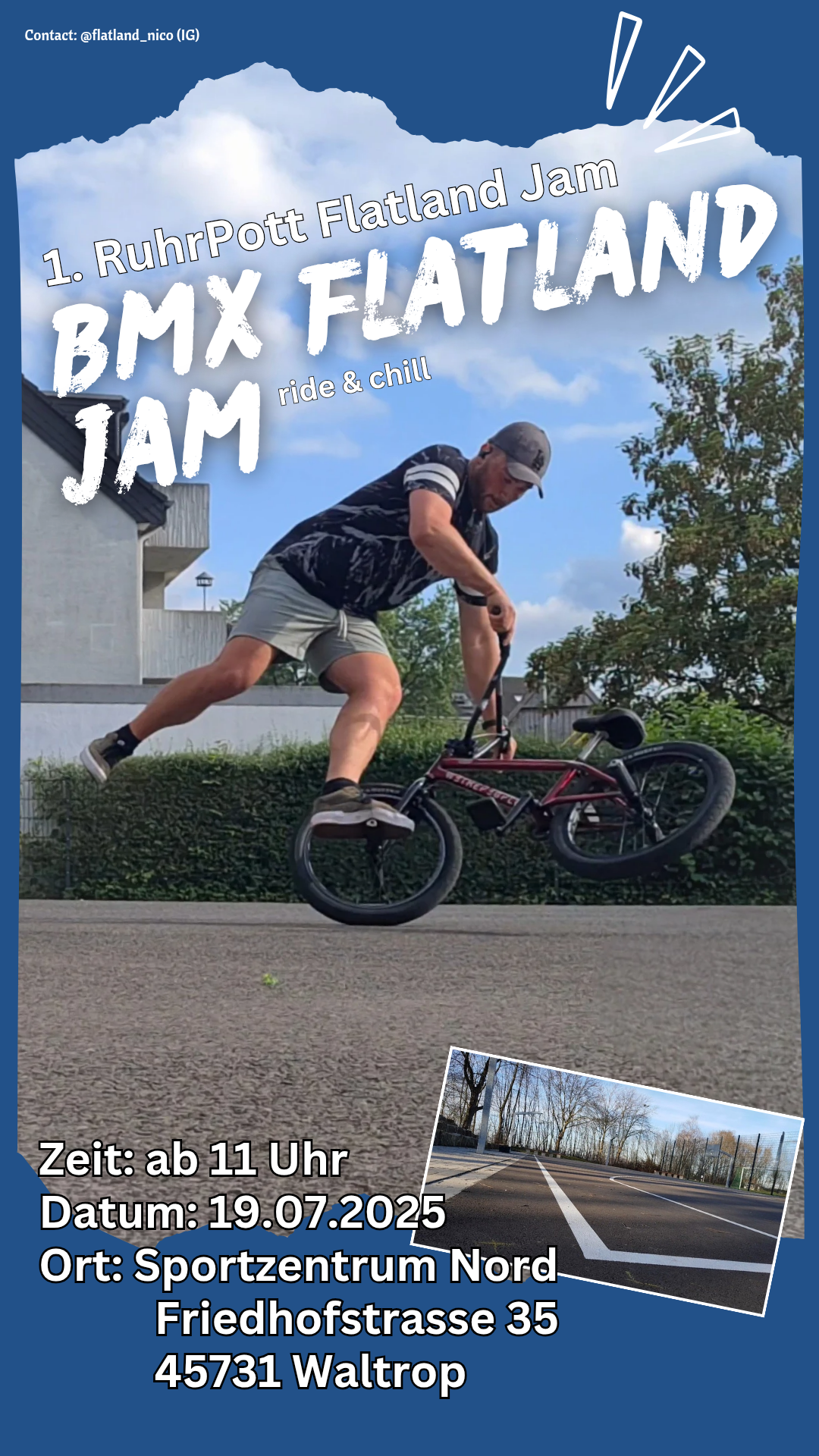 Ride & chill: Nico Bergmann lädt am 19. Juli 2025 zum ersten Ruhrpottflatlandjam in Waltrop (NRW) ein. Hier erfährst du mehr.