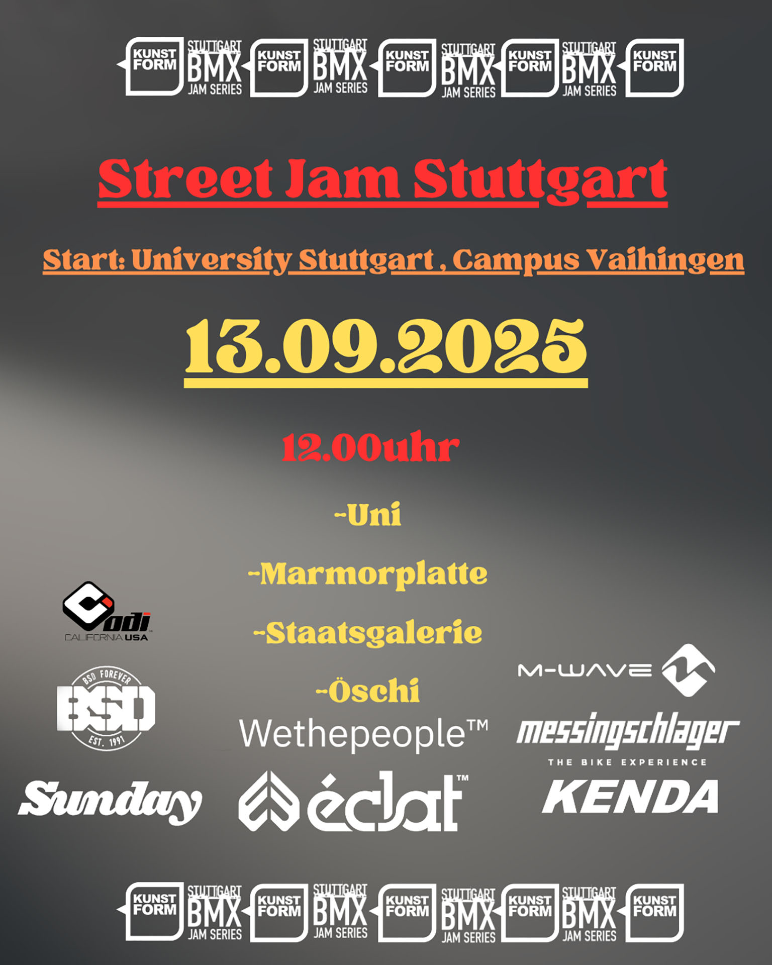 Saisonfinale in Baden-Württemberg! Der letzte Stopp der BMX Jam Series 2025 findet am 13. September auf den Straßen Stuttgarts statt.