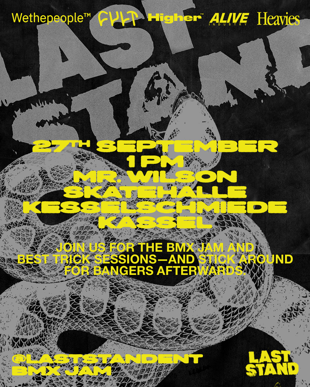 Als Warm-up für BANGERS 2025 findet bereits ab 13:00 Uhr der Last Stand Jam in der Mr. Wilson Skatehalle Kassel statt.