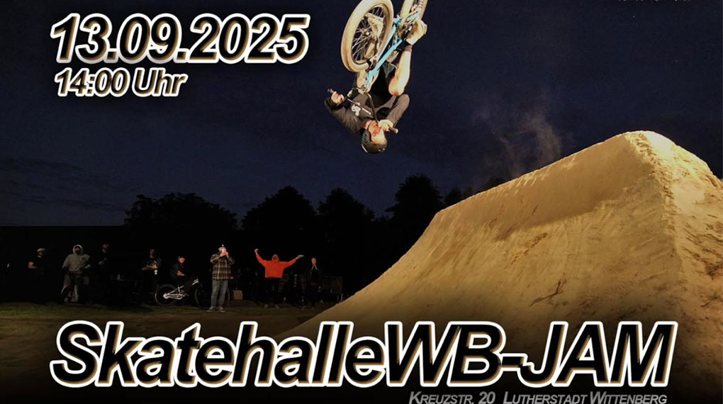 Nach dem fetten Saisonstart mit dem Ready 2Ride BBQ geht es in Wittenberg am 13. September 2025 weiter mit dem Skatehalle WB JAM.