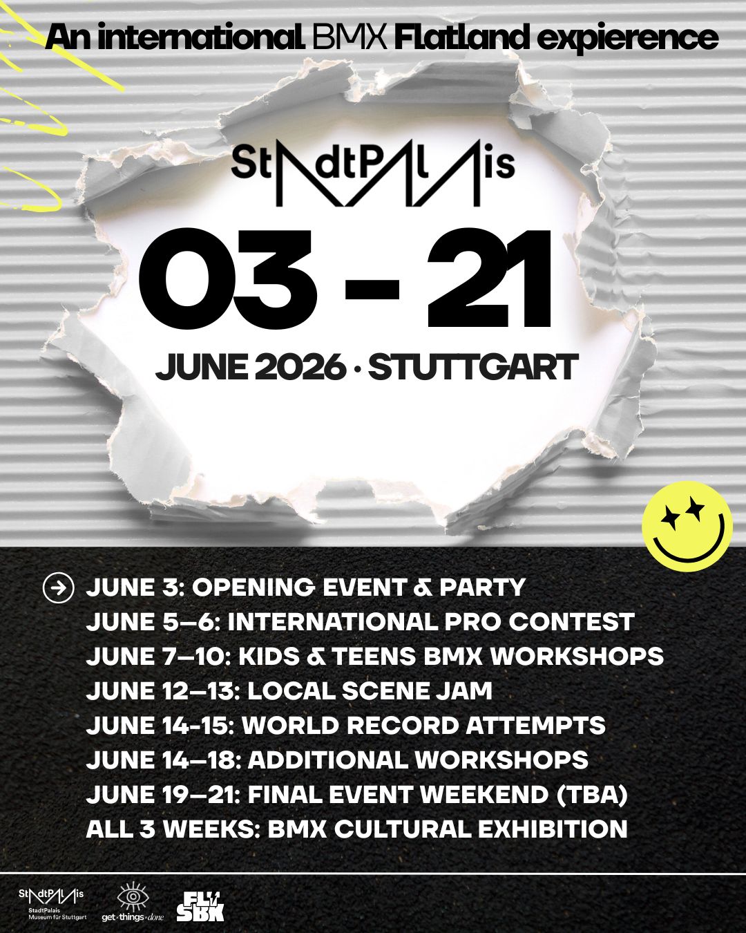 Flat du XXX ist ein neues internationales BMX-Flatland-Wettbewerbsformat. Los geht es ab dem 03. Juni 2025 im Stadtpalais Stuttgart.