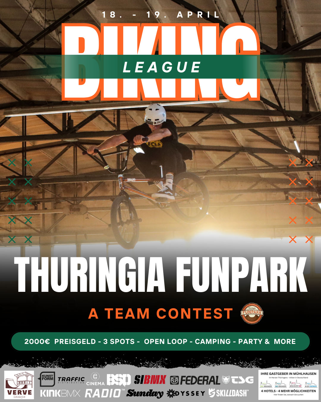 Bei der Biking League in Mühlhausen treten verschiedene Teams in den 3 Hallen des Thuringia Funparks gegeneinander an – Open Loop inklusive.
