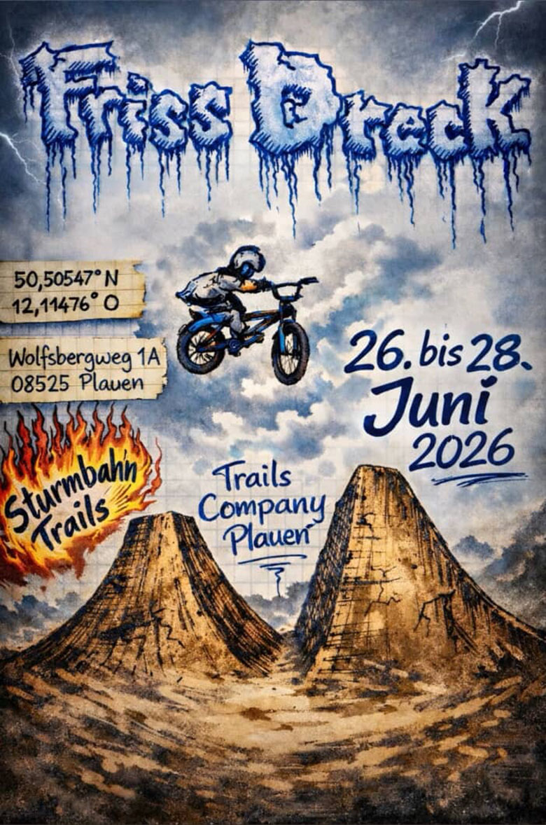 Kinder, wie die Zeit vergeht! Die legendären Sturmbahntrails in Plauen feiern Auf dem Friss Dreck Jam 2026 ihr 27-jähriges Bestehen.