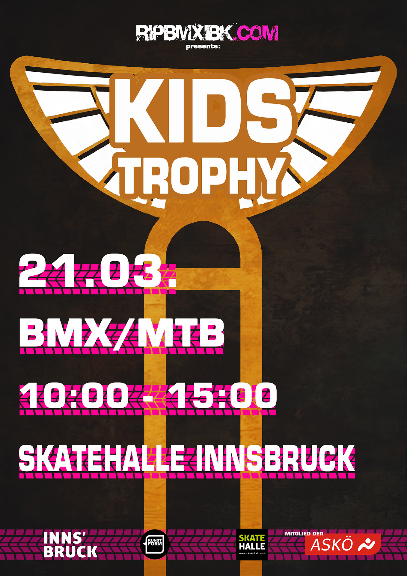 Nachwuchstalente aufgepasst! Am 21.03.2026, findet die allererste RIPBMXIBK Kids Trophy in der Skatehalle Innsbruck (Österreich) statt.