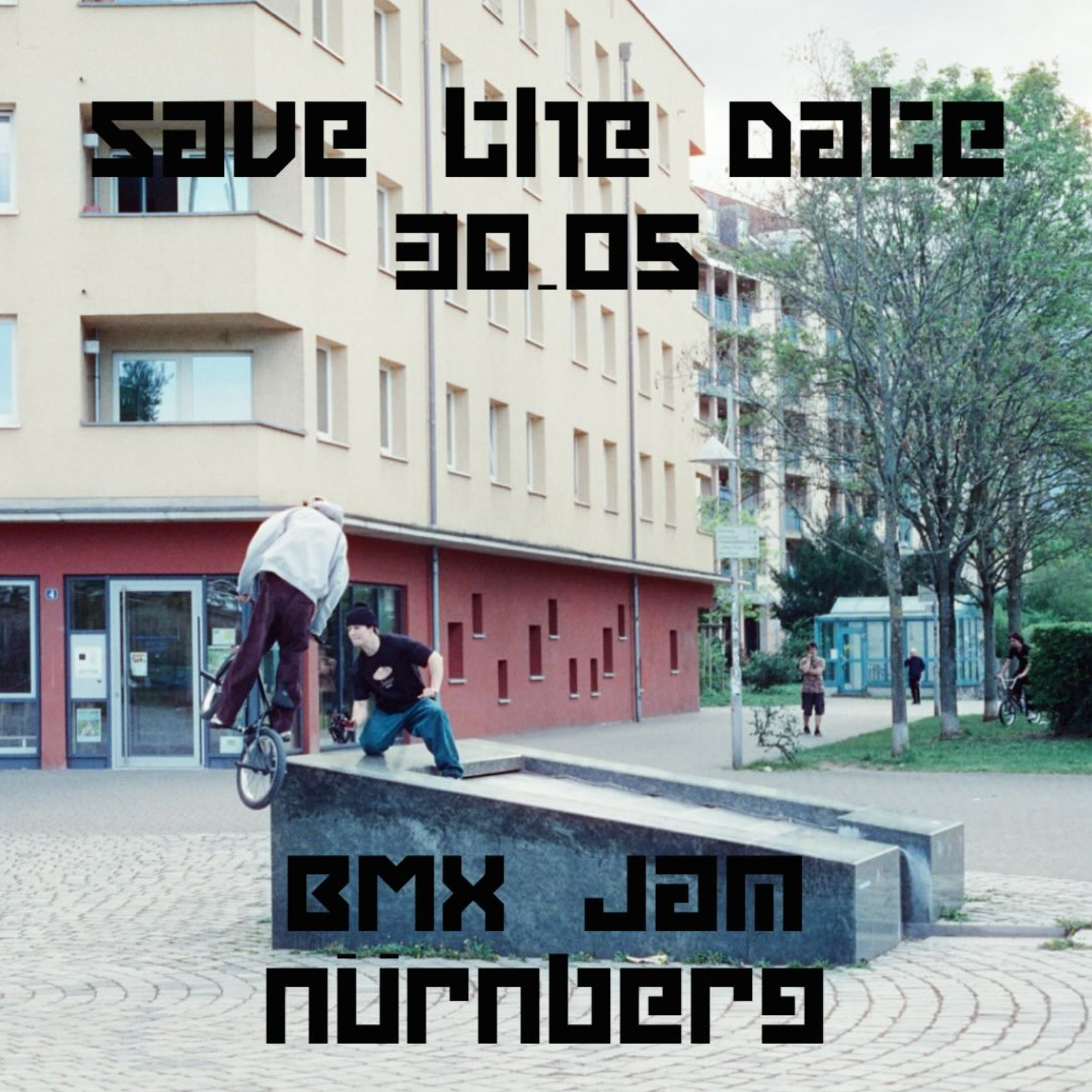 Save the date! Am 30. Mai 2026 findet in Nürnberg ein BMX Street Jam statt. Es gibt viele gute Spots in der Stadt. Also, nicht verpassen!