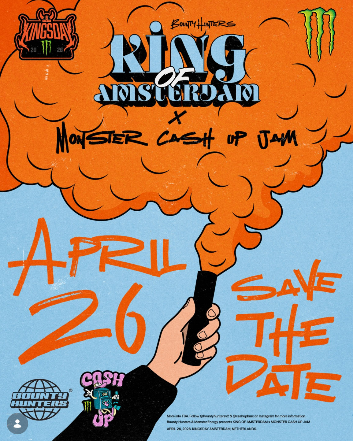 Bountyhunters presents: KING OF AMSTERDAM X CashUp BMX JAM on Sunday, April 26th 20026. Save the date, more info soon!