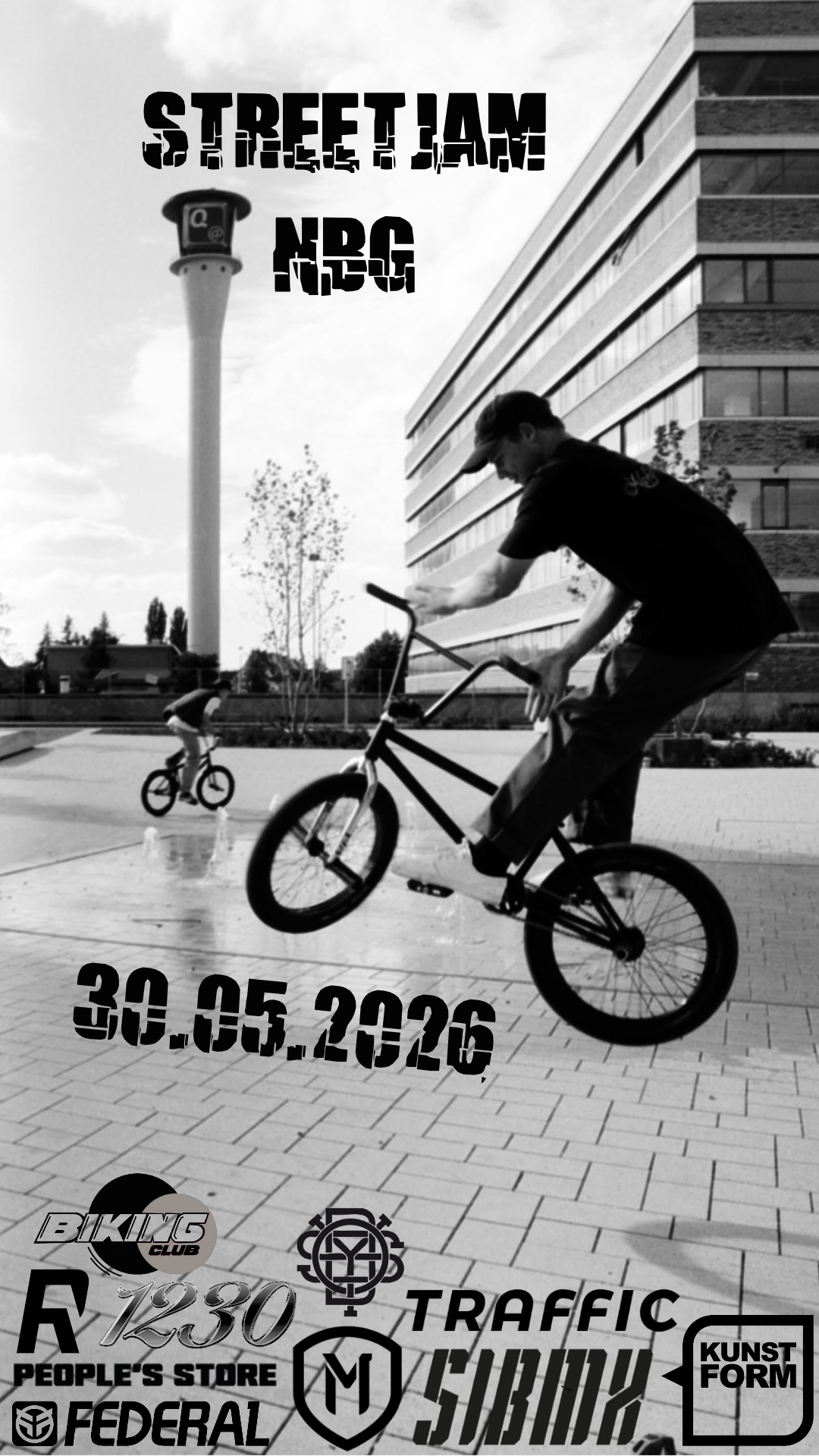 Save the date! Am 30. Mai 2026 findet in Nürnberg ein BMX Street Jam statt. Es gibt viele gute Spots in der Stadt. Also, nicht verpassen!