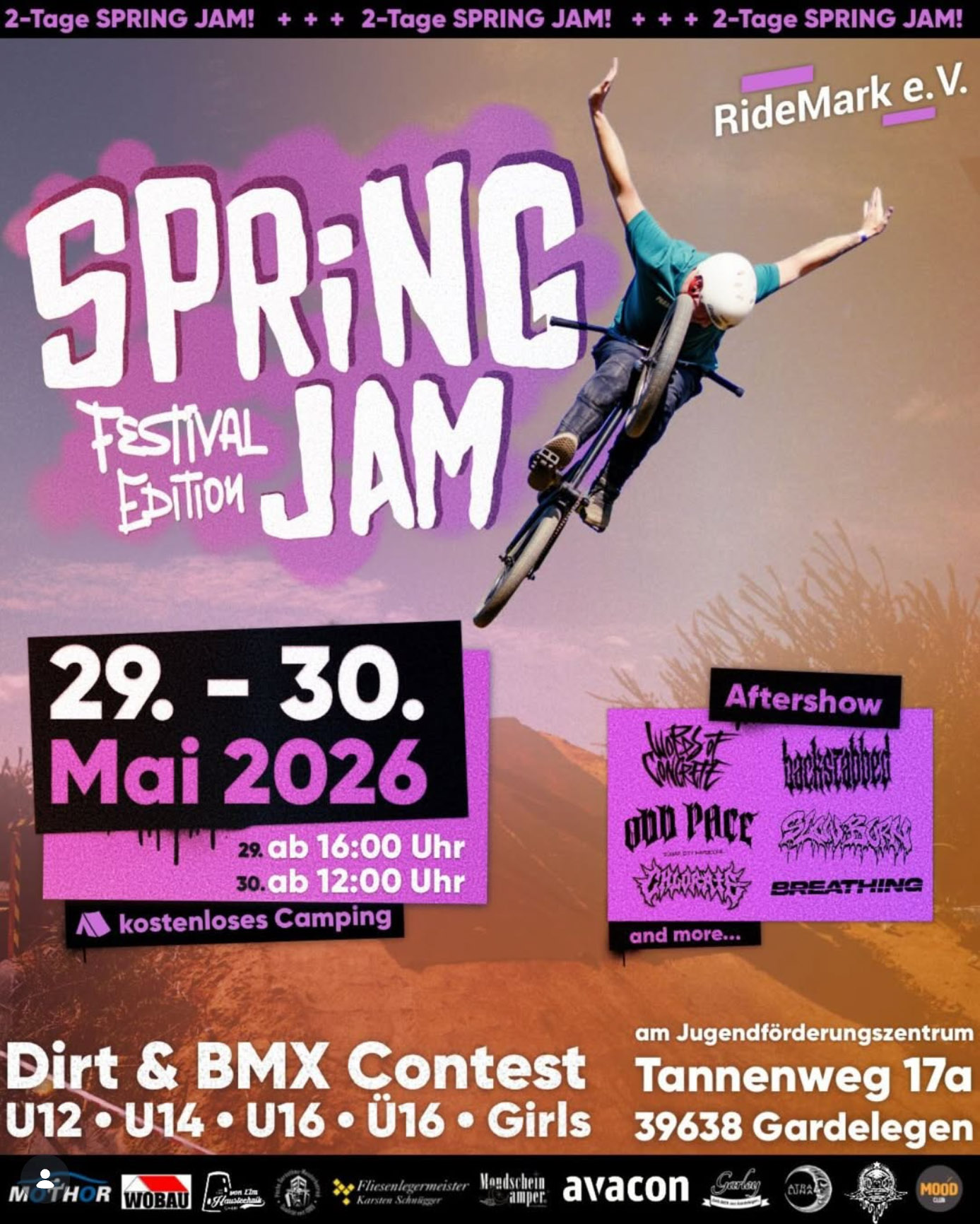 Zwei Tage voller Action, Staub und lauter Musik: Der RideMark e. V. lädt auch in diesem Jahr wieder zur legendären Spring Jam in Gardelegen.