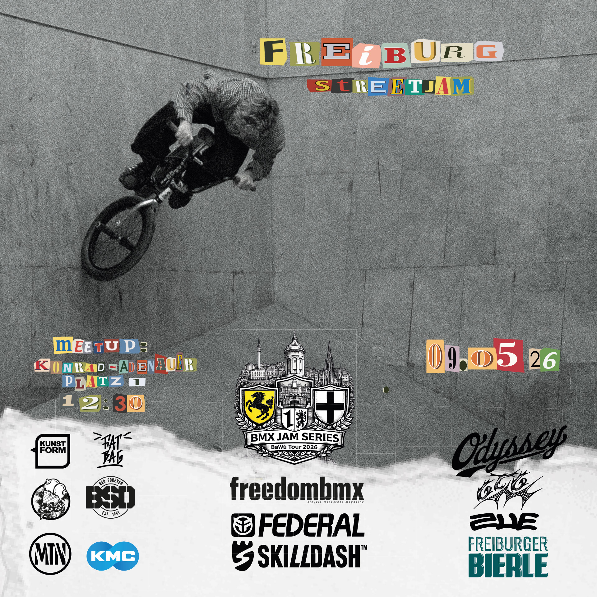 Streetjam auf dem Home Turf von GTBB: Der erste Stopp der BMX Jam Serie 2026 steigt am 09. Mai in Freiburg.