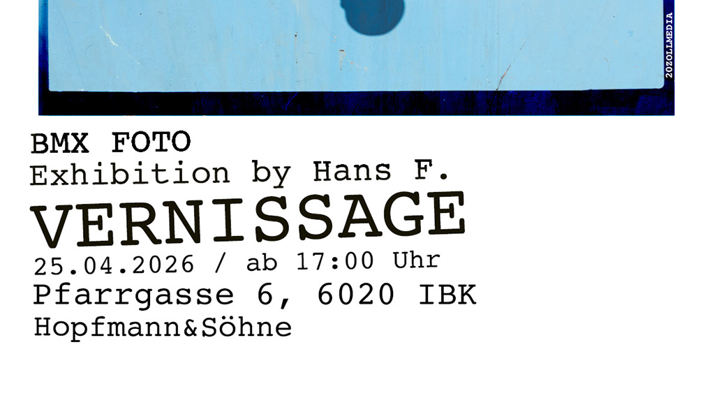 Hans Friedrich zeigt am 25. April 2026 einige seiner besten BMX-Fotos der vergangenen Jahre im Hopfmann & Söhne in Innsbruck.