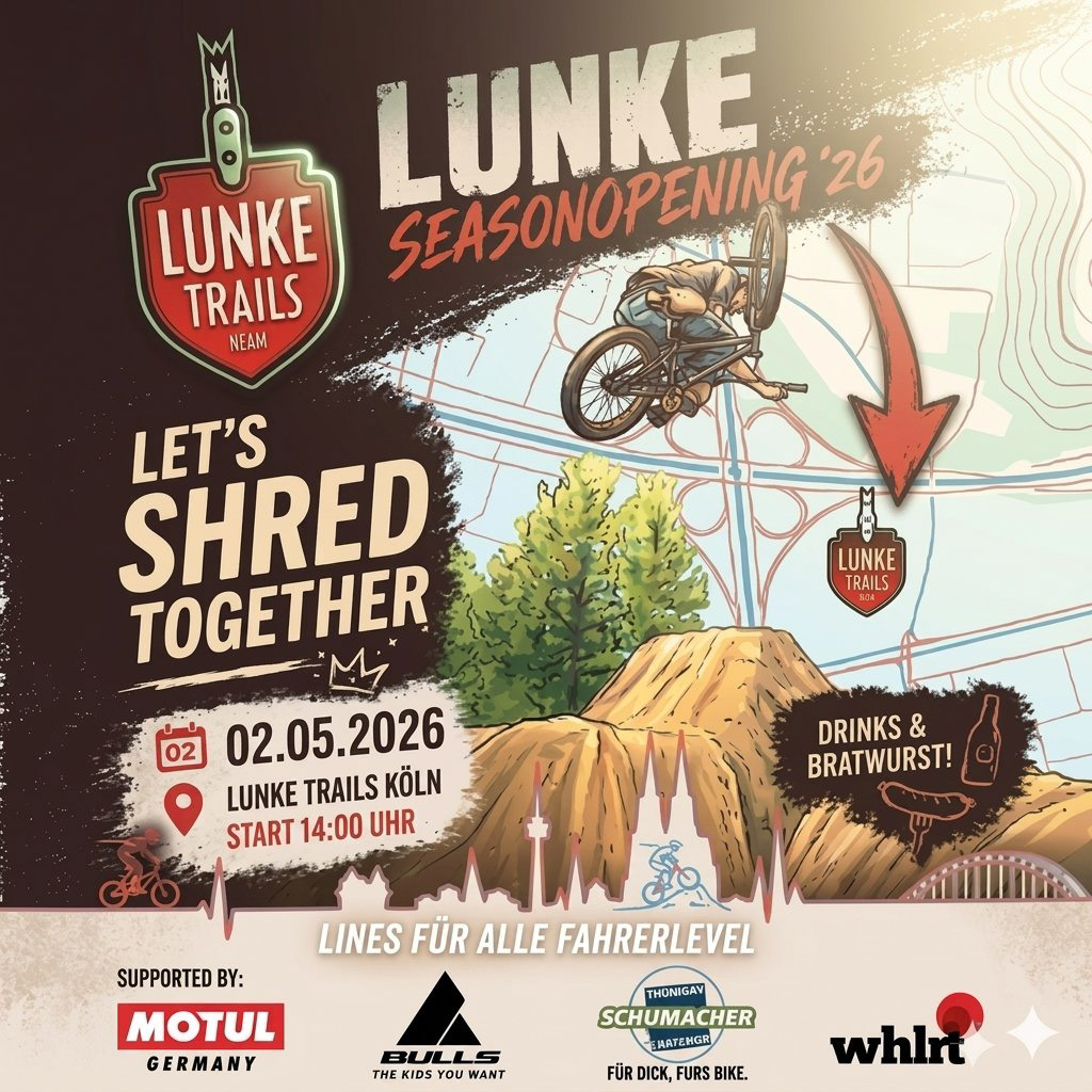 Die Lunke Trails in Köln-Longerich starten am 02. Mai mit ihrem offiziellen Seasonopening in die Dreckhügelsaison 2026.