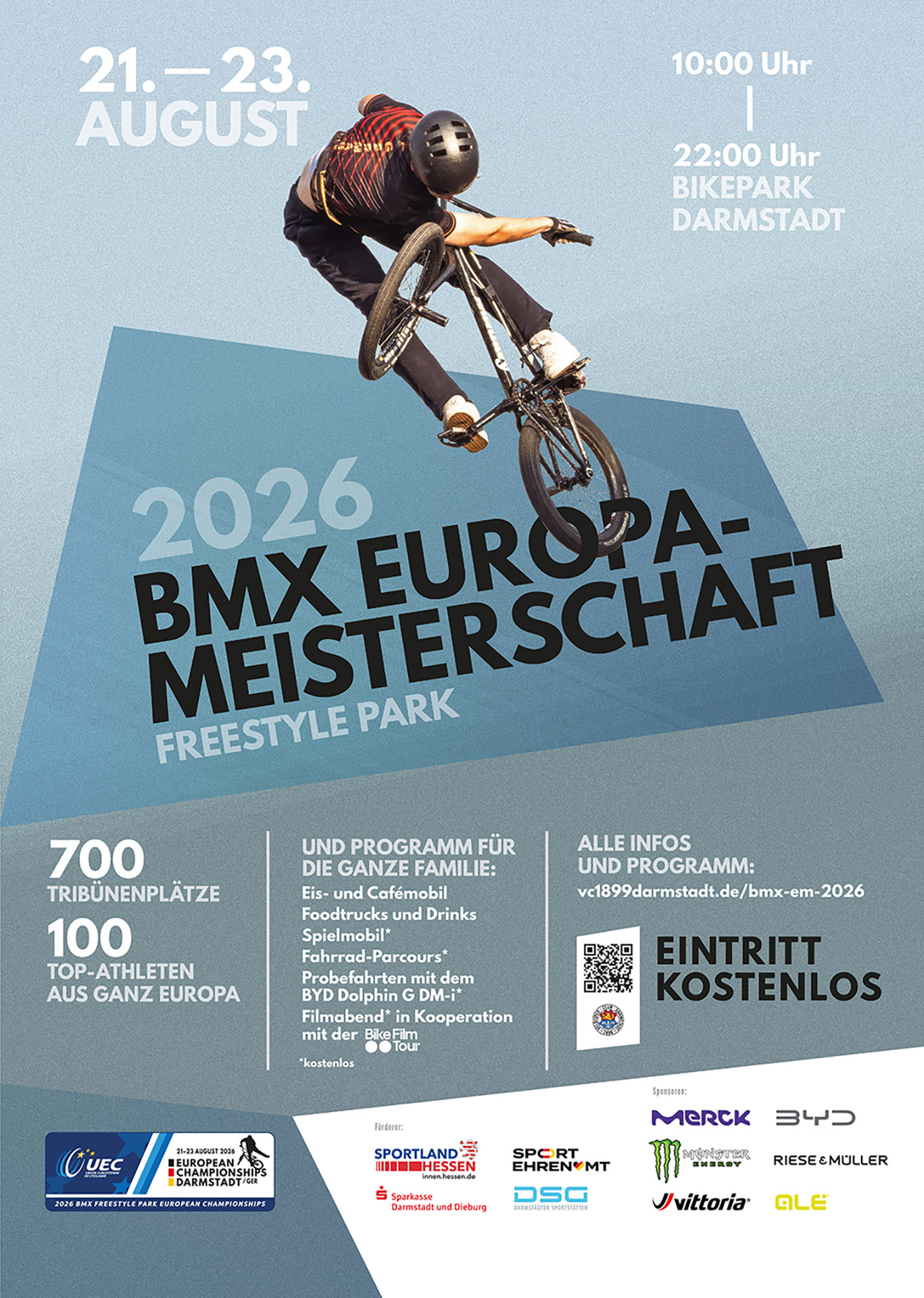 Die UEC-Europameisterschaft 2026 in der Disziplin BMX Freestyle Park findet vom 21. bis 23. August in Bikepark Darmstadt statt.