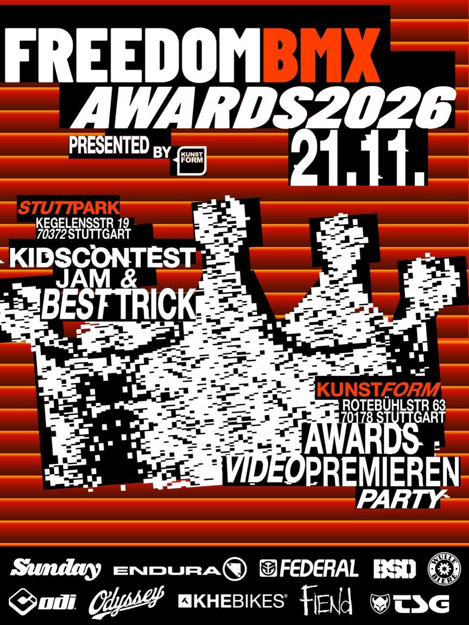 SAVE THE DATE! Die freedombmx Awards kehren am 21. November 2026 nach Stuttgart zurück. Alles Weitere erfährst du hier.
