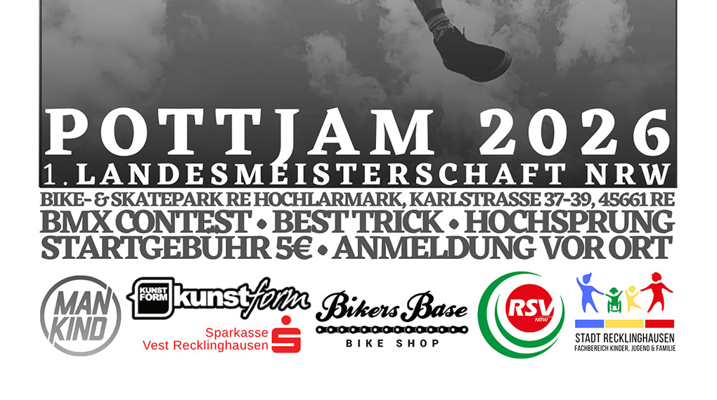Am 29. August findet im Rahmen des Pottjams auch die BMX-Landesmeisterschaft NRW im Bike- und Skatepark Recklinghausen statt.