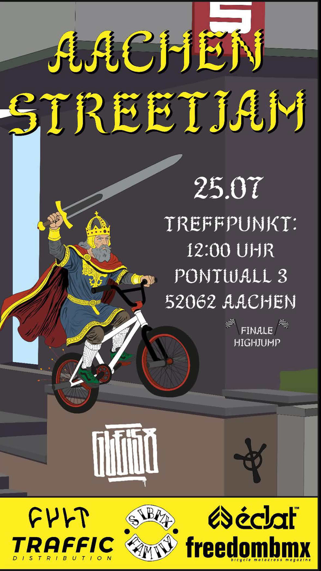 Der diesjährige BMX-Streetjam in Aachen steigt in diesem Jahr am 25. Juli. Weitere Infos zu dem Spektakel findest du hier.