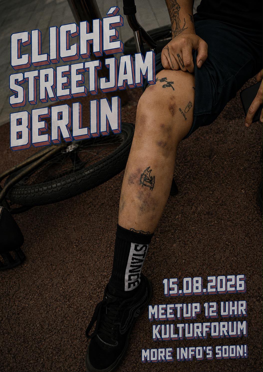 Die Cliché Crew lädt am 15. August zu einem Streetjam nach Berlin. Es wird einen mobilen Kicker geben und jede:r ist willkommen!