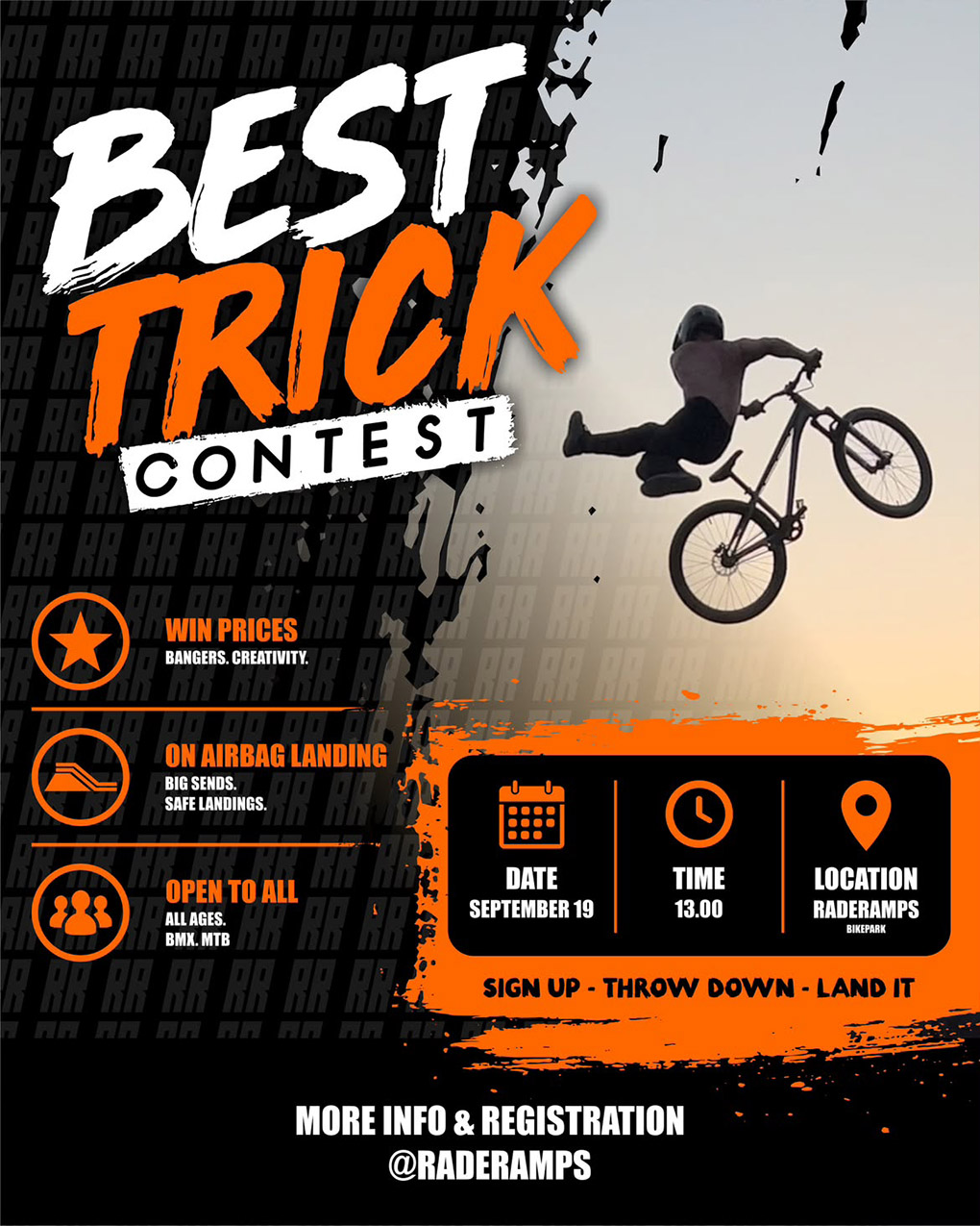 Auf dem Gelände von Rade Ramps in Radevormwald findet am 19. September 2026 ein Best-Trick-Contest auf ein Airbag statt.