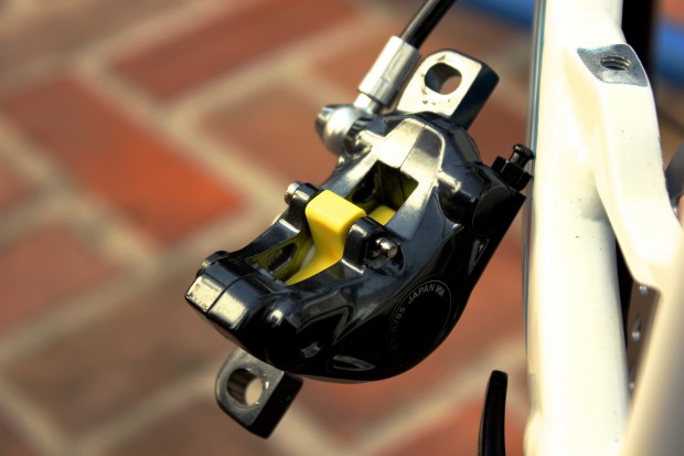 Shimano R785 hydraulic disc brake, brake caliper, pic: Timothy John, ©Factory Media