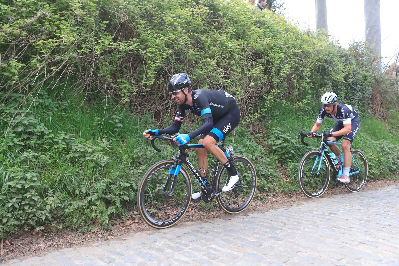 Sir Bradley Wiggins, Team Sky, cobbles, Tour of Flanders, 2014, Koppenberg, pic: Sirotti