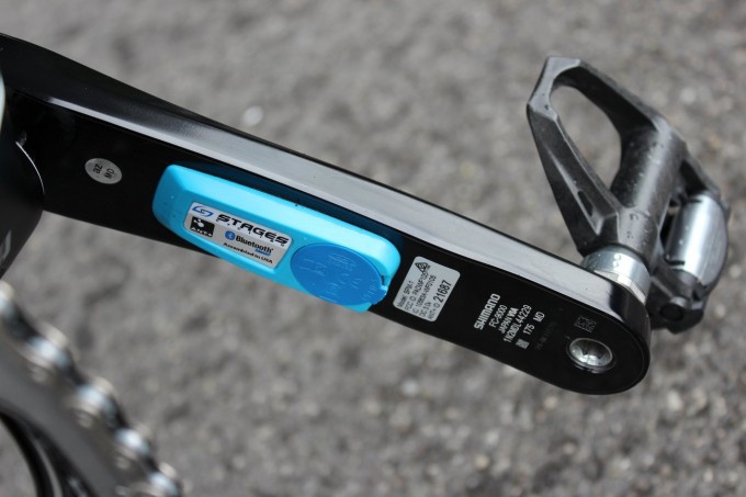 Stages signed up as Team Sky's power meter supplier at the start of the season. The crank-based system, which measures power from the lefthand crank arm before doubling it to produce an estimate of overall replace, replaced SRM's chainset-based setup. Read more at http://roadcyclinguk.com/gear/pro-bike-geraint-thomas-pinarello-dogma-f8.html#y3v39yxaWgJW15oh.99